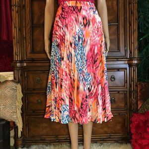 Chico's Color Party Pleated Midi Skirt